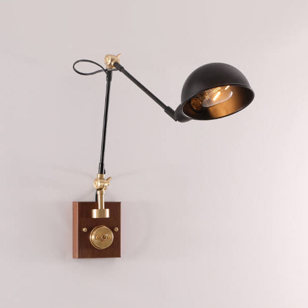 Japanese Vintage Walnut Iron Rotating Sconce — Hardwired / 110V-120V For US/CA
