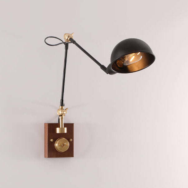 Japanese Vintage Walnut Iron Rotating Sconce — Hardwired / 110V-120V For US/CA