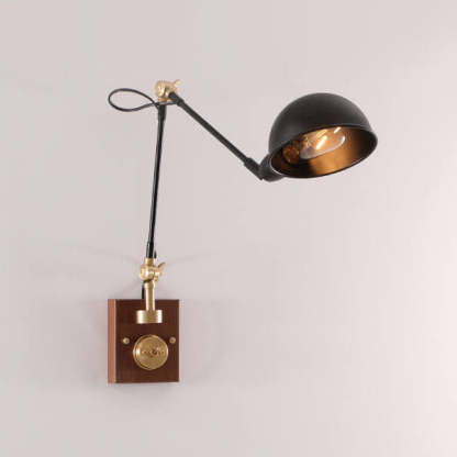 Japanese Vintage Walnut Iron Rotating Sconce — Hardwired / 110V-120V For US/CA