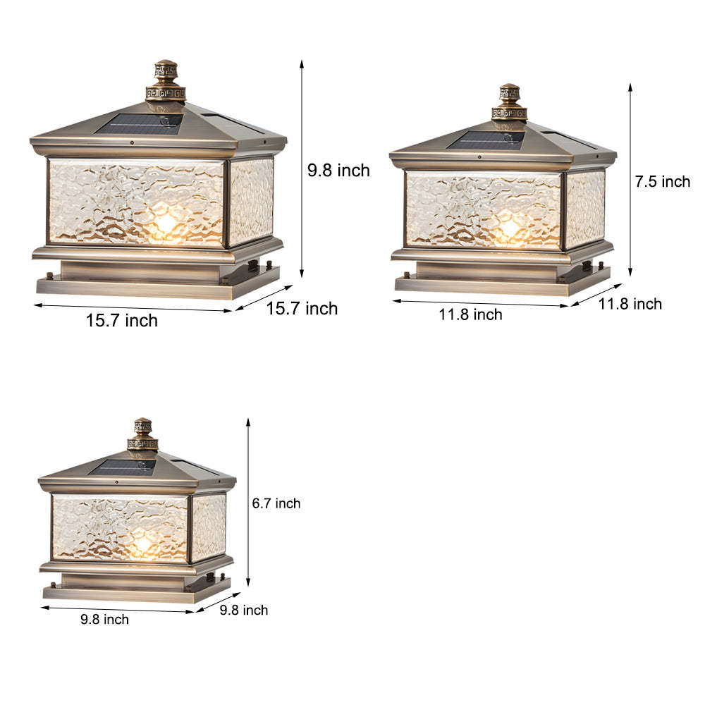 Retro Square Antique Brass Pier Mount Post Light-Lighom