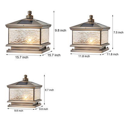 Retro Square Antique Brass Pier Mount Post Light-Lighom