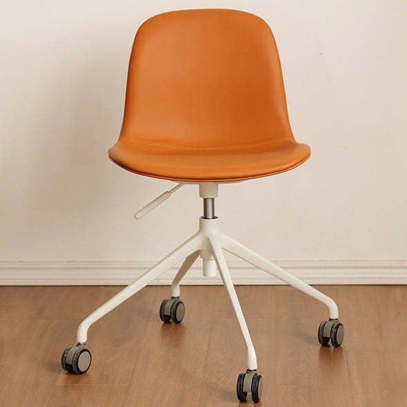 Nordic Ergonomic Microfiber Leather Lift Desk Chair — Without Roller / Light Gray Seat + White Legs