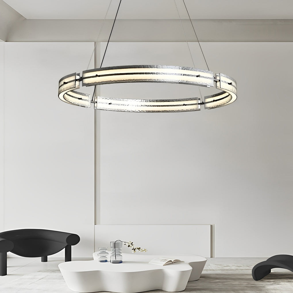 Modern circular black glass chandeliers — 24" Dia