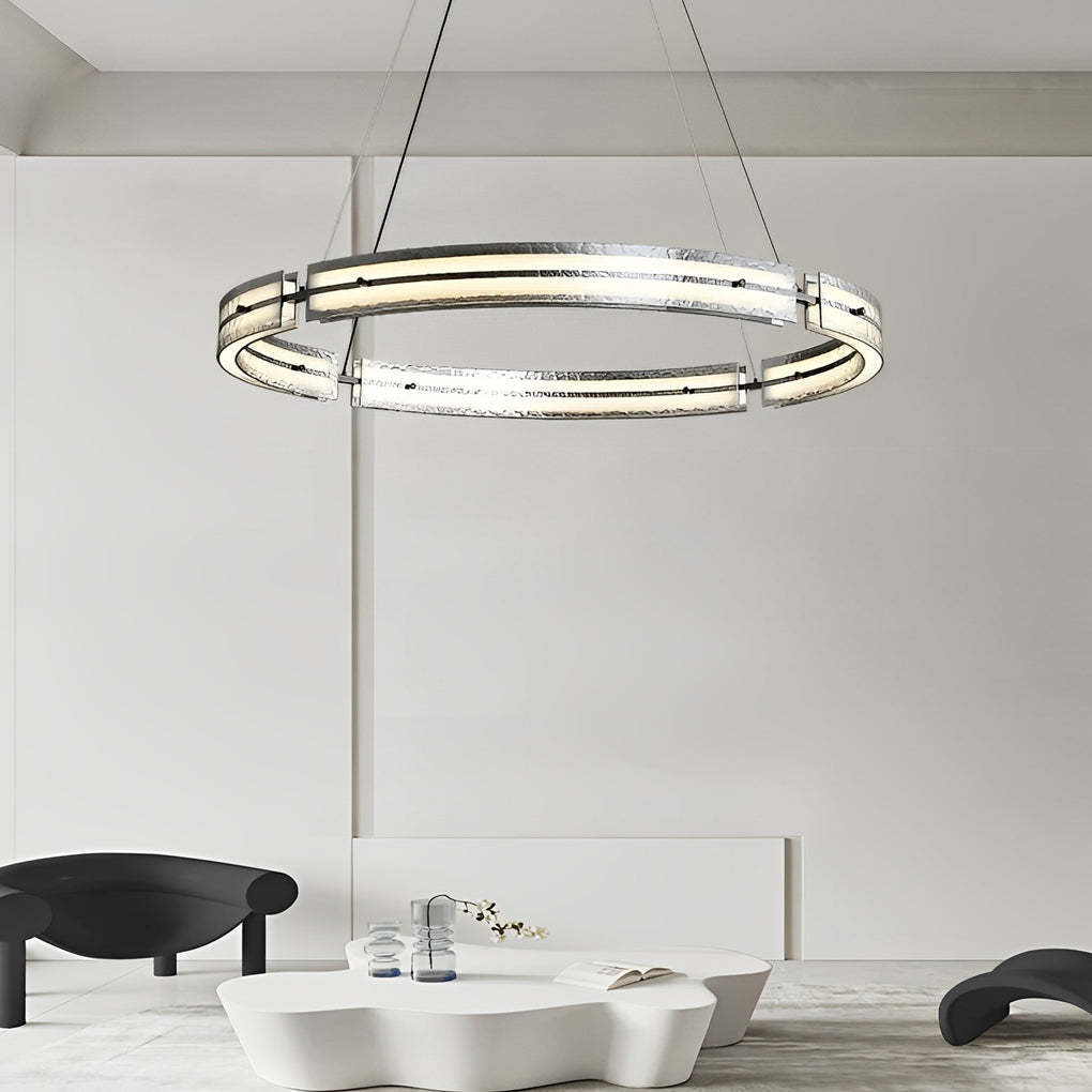 Circular Copper Glass Dimmable LED Nordic Chandelier