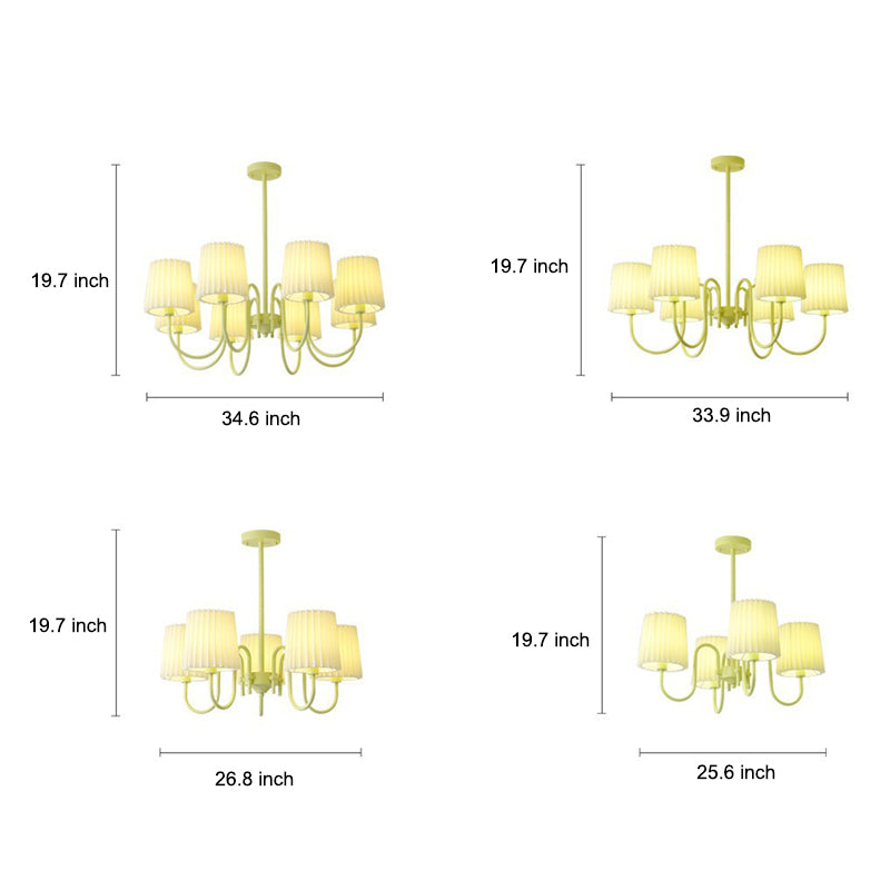 Pleated Fabric Retro Pastoral Green French Style Chandelier Hanging Lights-Lighom