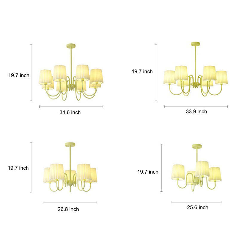 Pleated Fabric Retro Pastoral Green French Style Chandelier Hanging Lights-Lighom