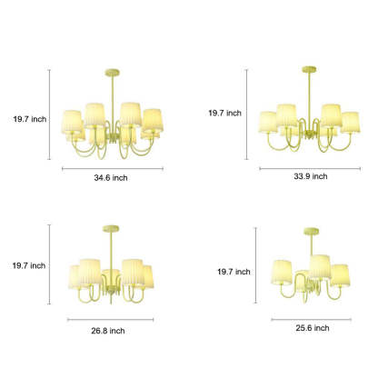 Pleated Fabric Retro Pastoral Green French Style Chandelier Hanging Lights-Lighom