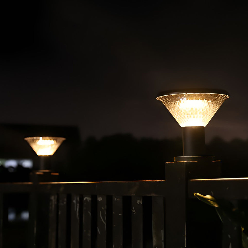 Black synthetic circular fence outdoor post lights - industrial — Diamond