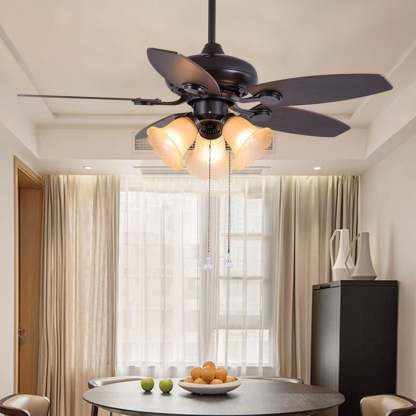 European Vintage Bell Ceiling Fan Light