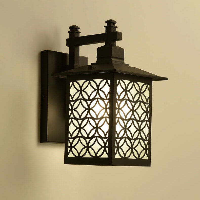 Chinese Rectangle Galvanized Zinc Alloy Wall Sconce