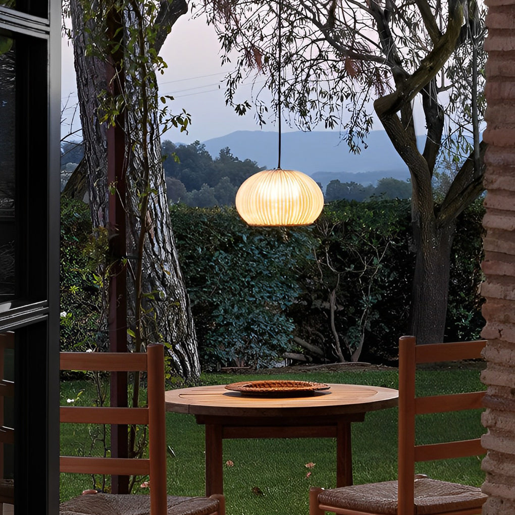 Lantern Shaped Waterproof Rattan Modern Outdoor Wall Lamp Chandelier-Lighom