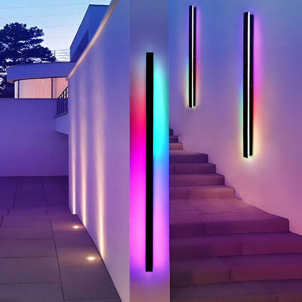 Black Long Strip RGB LED Outdoor Wall Light