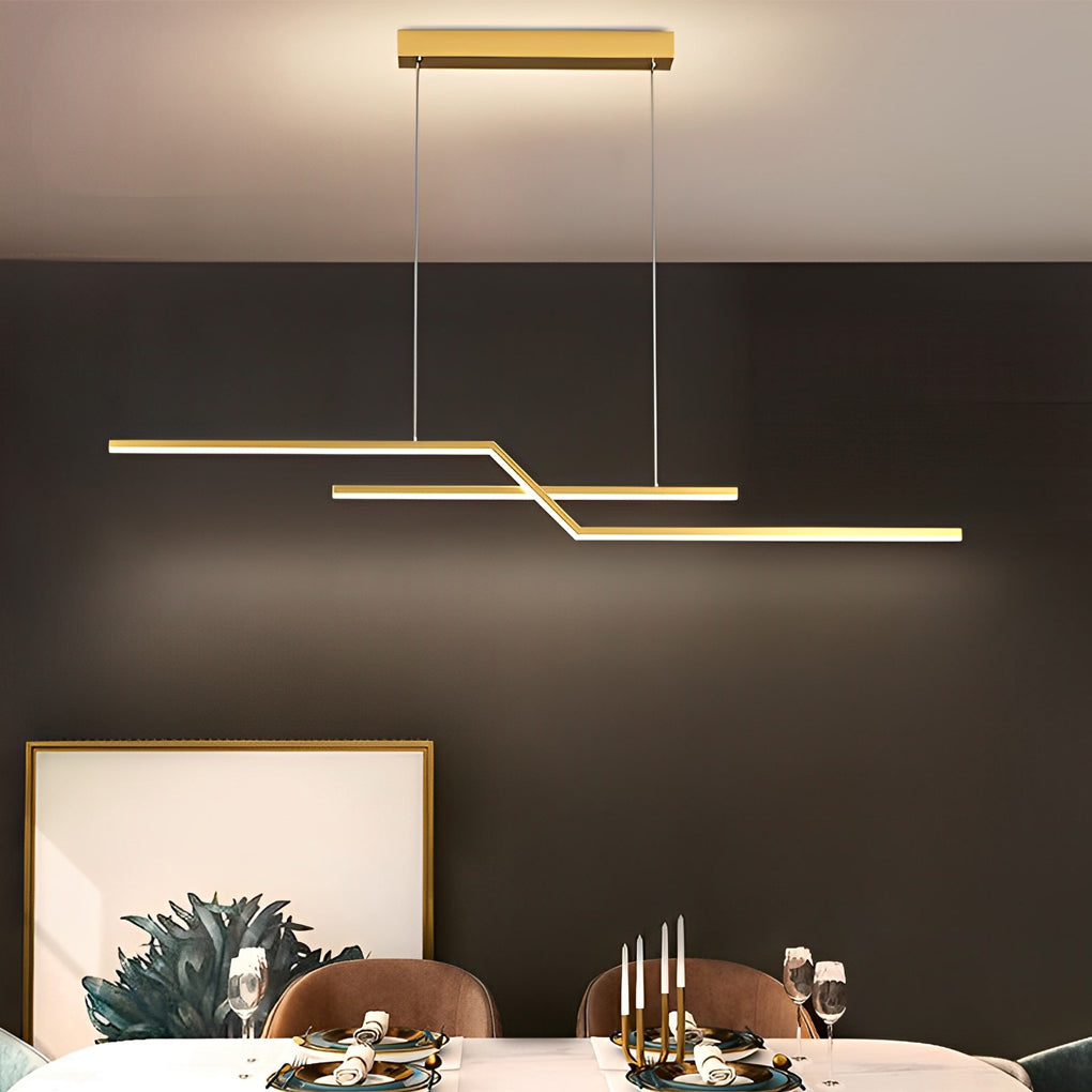 Lighom linear synthetic pendant lighting for bedroom or dining room — Cool White (6000K) / Brushed Gold