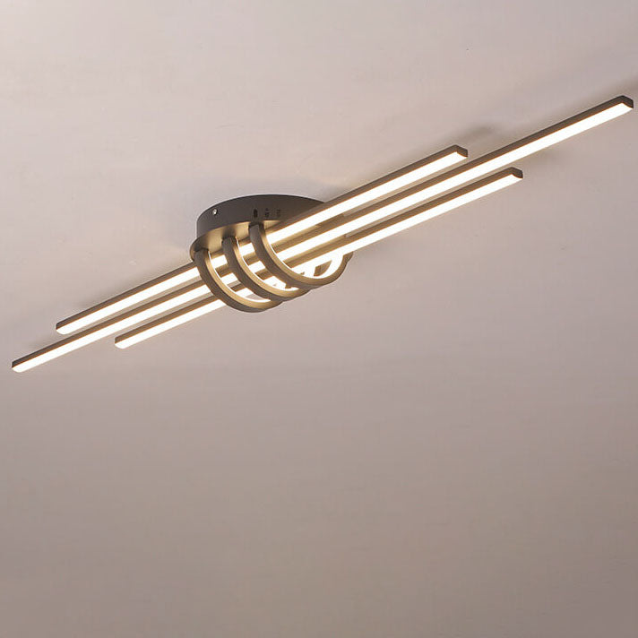 Lighom minimalist long aluminum flush mount lighting — Small (12"H / Warm White (3000K) / White