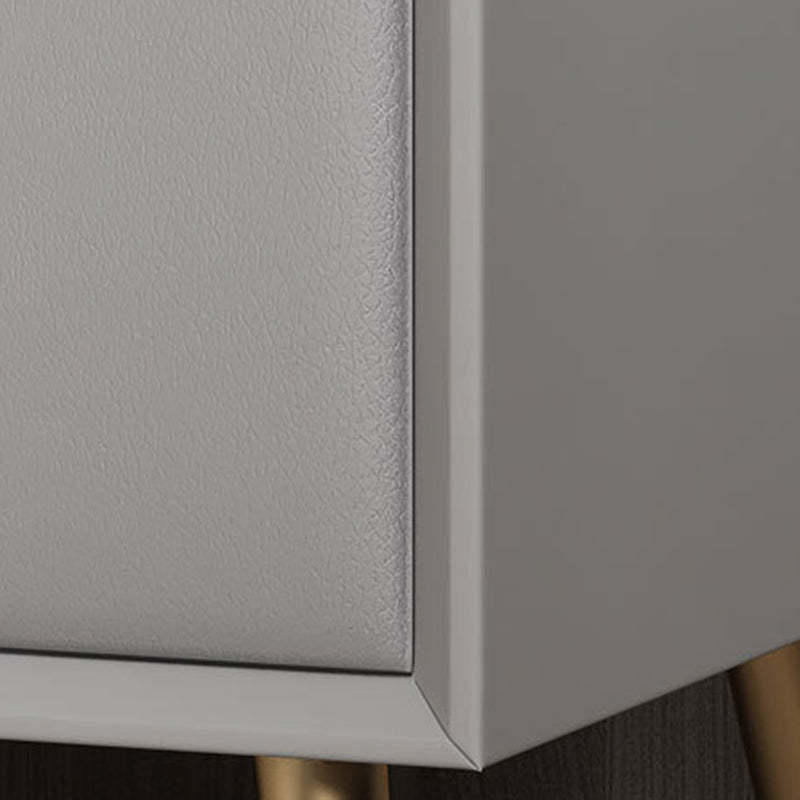 Modern Solid Wood Leather 2-Drawer Nightstand — White