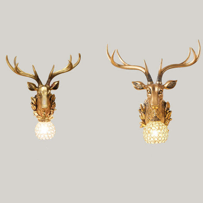 European Retro Deer Head Resin Sconce