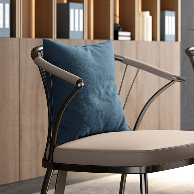Contemporary Curved Steel Leather Chair
