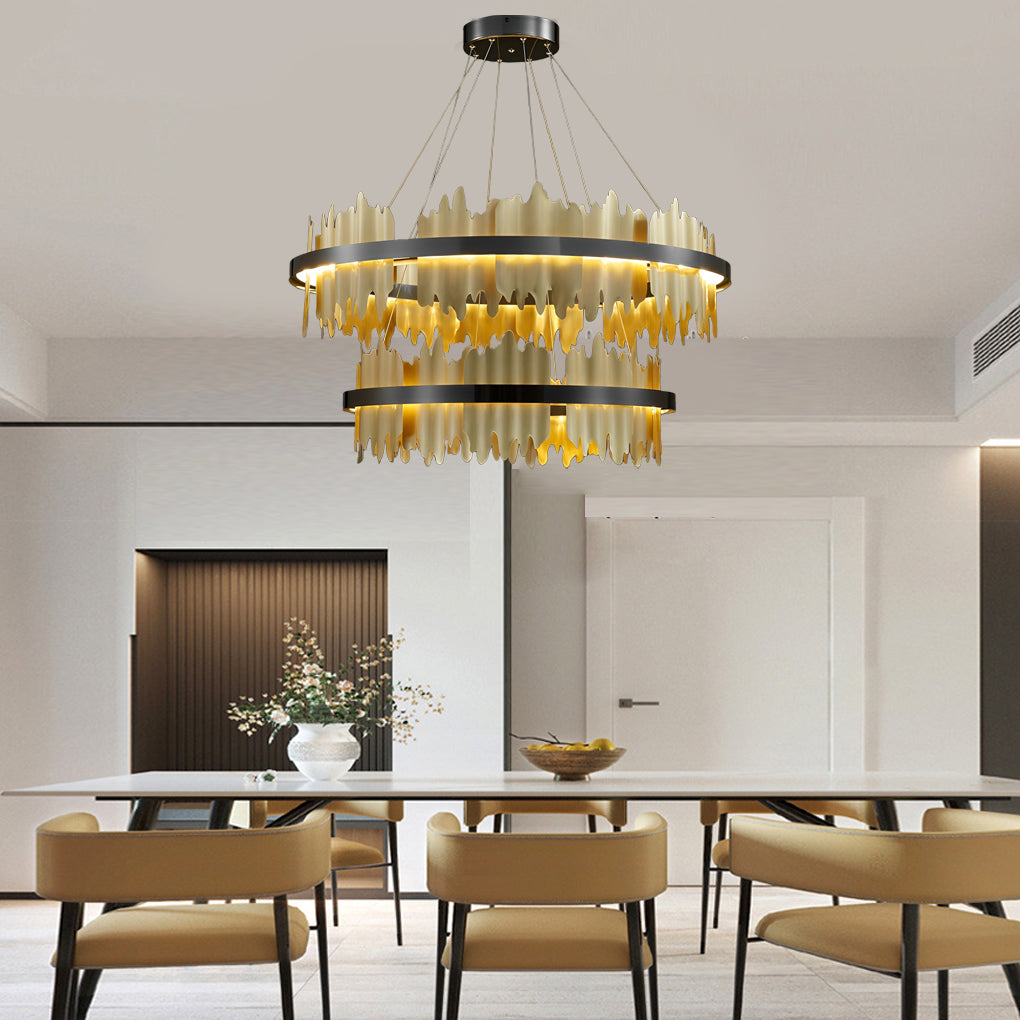 Circular Metal Dimmable LED Postmodern Chandelier