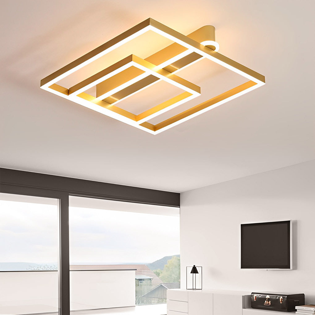 Square Double Frame Metal Aluminum LED Nordic Ceiling Light