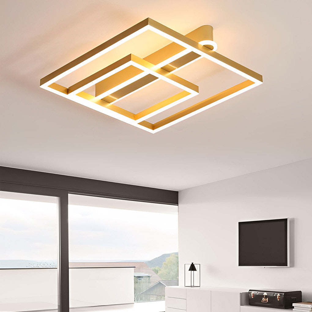 Square Double Frame Metal Aluminum LED Nordic Ceiling Light