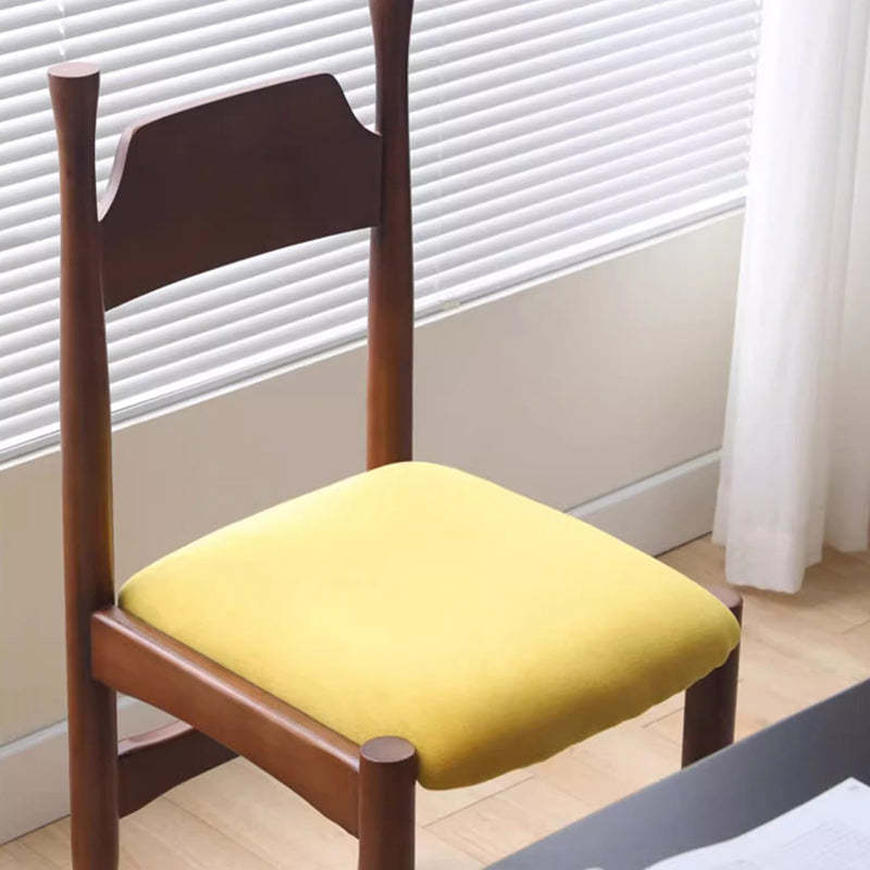 Vintage Wood Curved Velvet Dining Chair