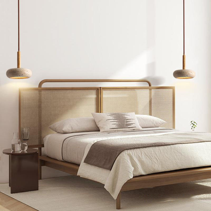 Nordic oval travertine pendant lighting in wood — 220V-240V (UK/AU)