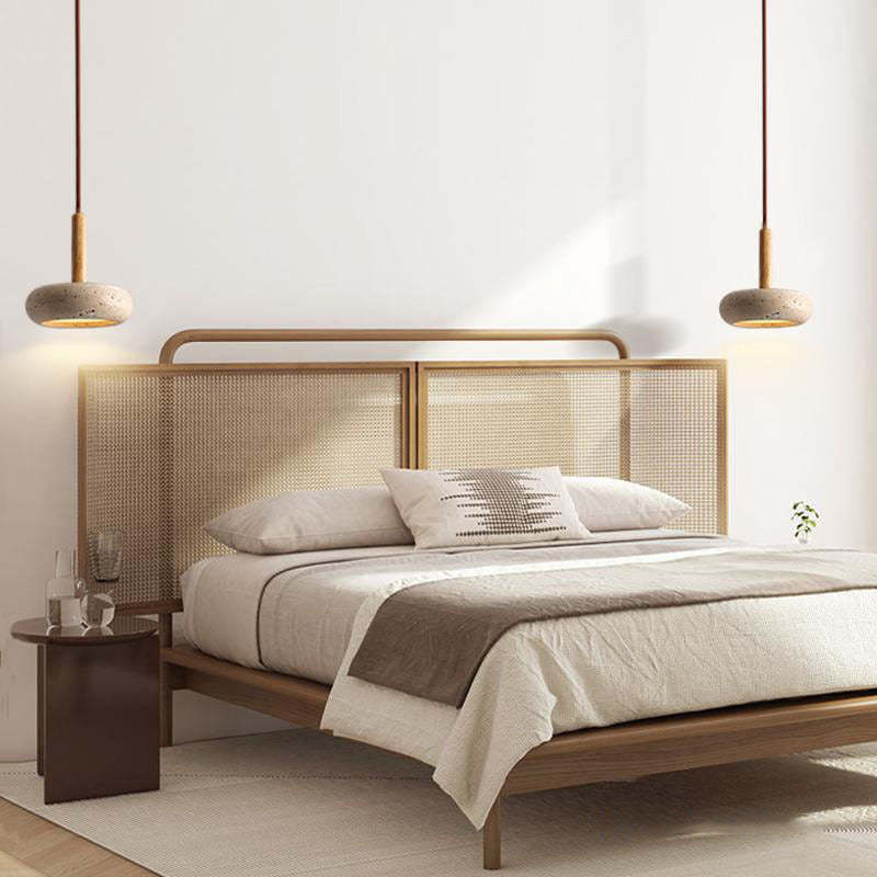 Scandinavian Oval Wood Travertine LED Pendant