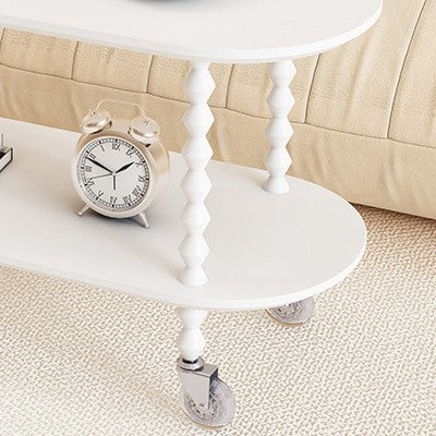 Vintage Oval Wood Plastic 2-Tier Side Table