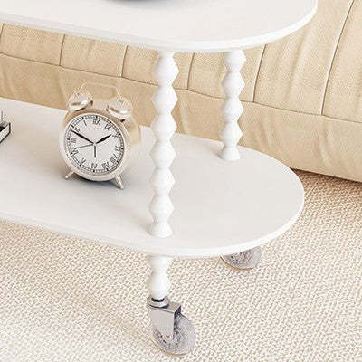 Vintage Oval Wood Plastic 2-Tier Side Table