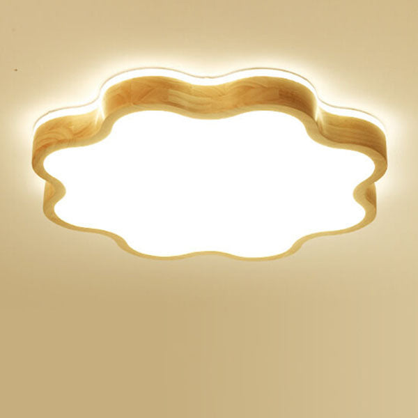 Nordic Flower Wooden LED Flush Mount Light