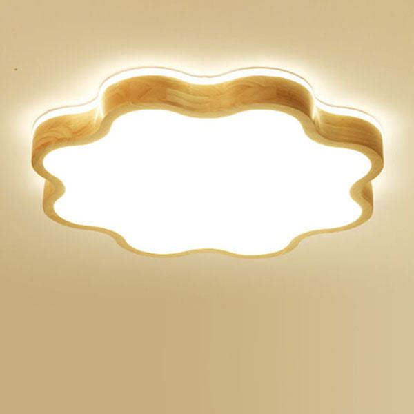 Nordic Flower Wooden LED Flush Mount Light