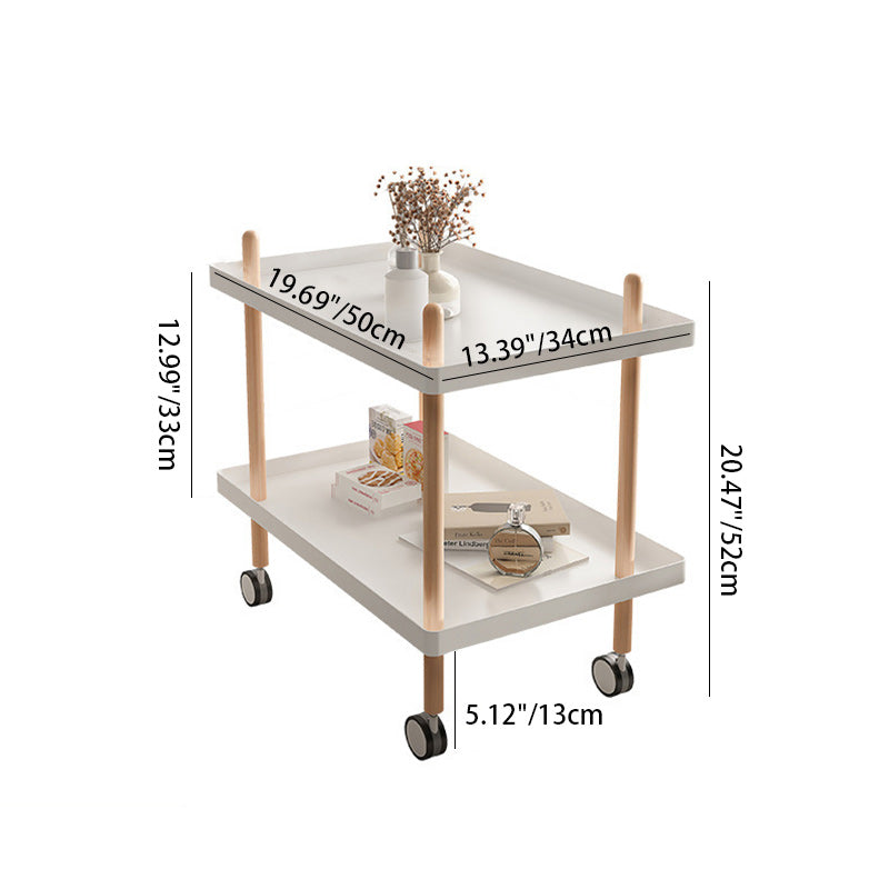 Minimalist Wood Metal Square Coffee Table 2-Shelf — Green
