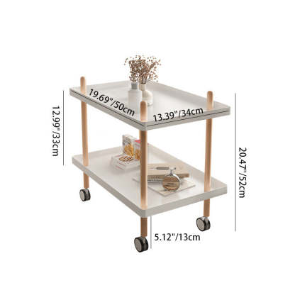 Minimalist Wood Metal Square Coffee Table 2-Shelf — Green