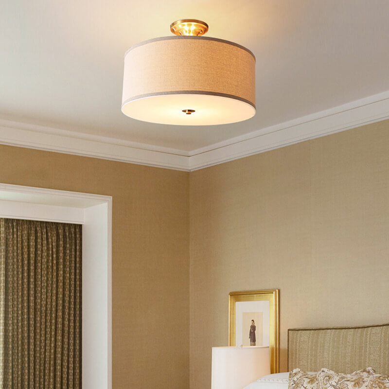 Lighom modern semi-flush drum fabric semi-flush mount light — 15.75" W x 13.78" H / 220V-240V (UK/AU)