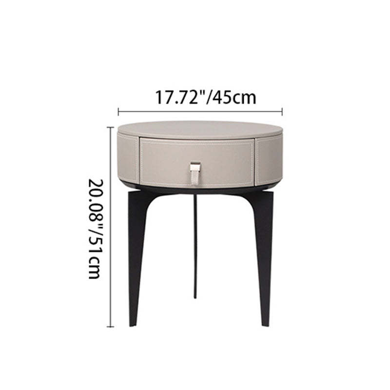 Modern Microfiber Leather Solid Wood Nightstand