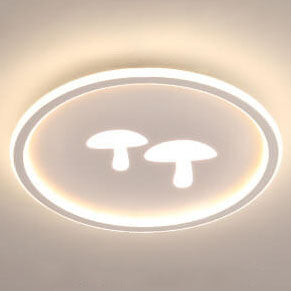 White acrylic mushroom round flush mount lighting - modern — 220V-240V (UK/AU)