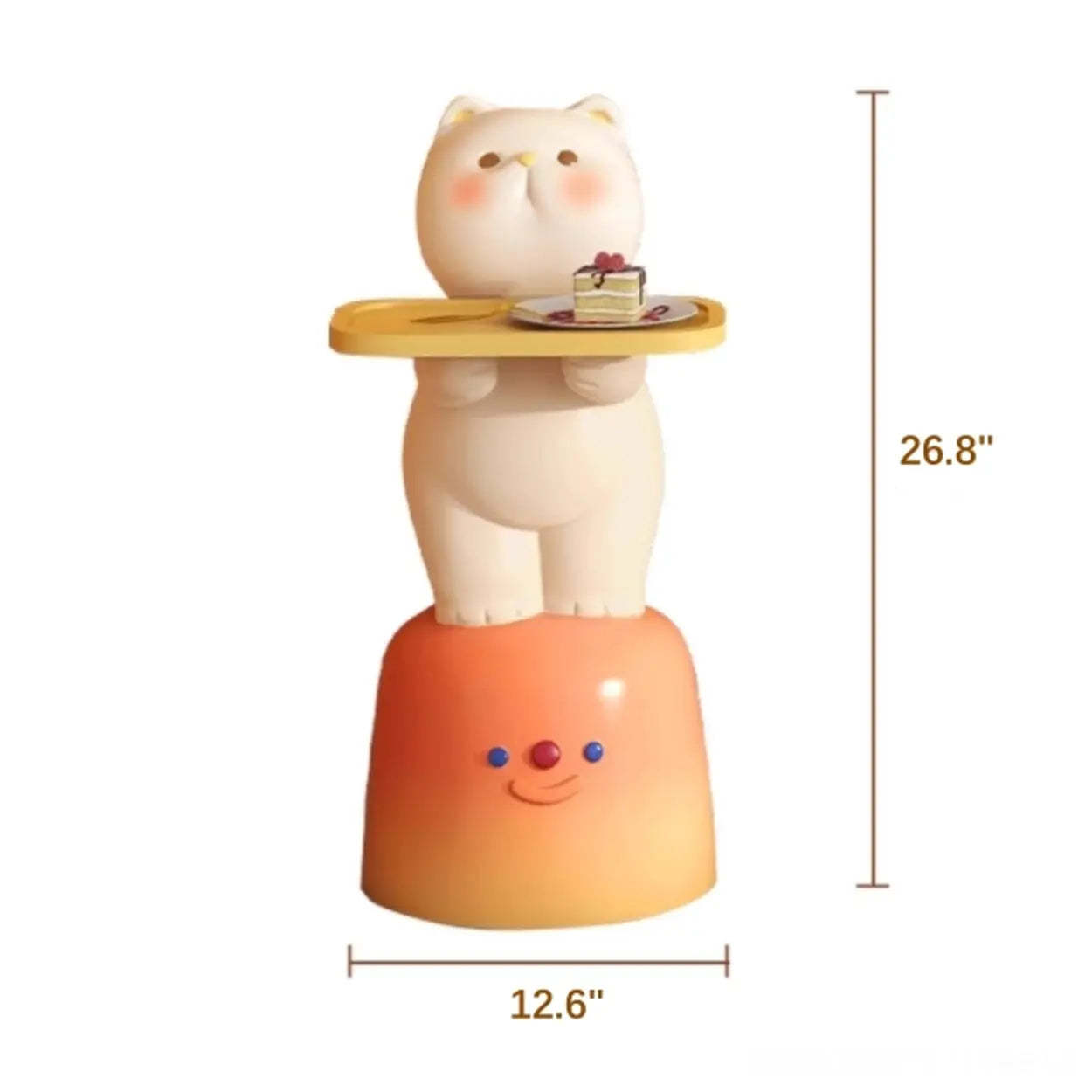 Cute White Cat Side Table with Lamp