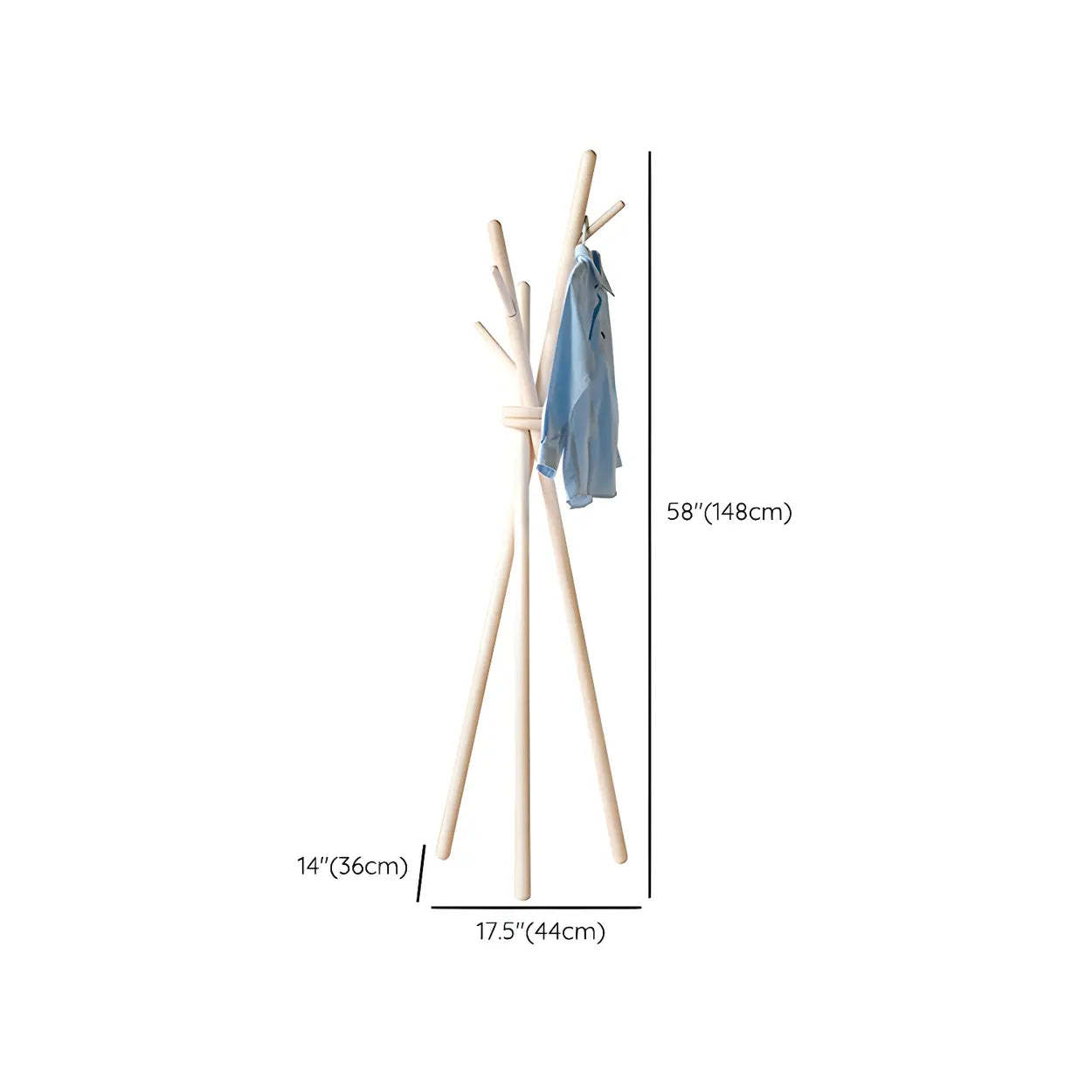 Rustic Tripod Wood Freestanding Hall Tree