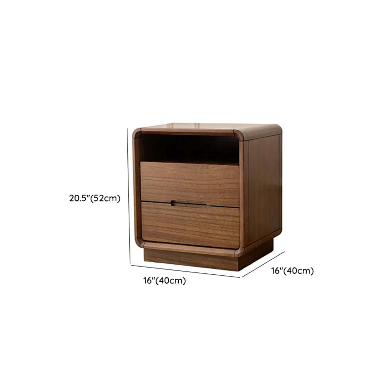 Mid-Century Walnut Wood Nightstand with Drawers