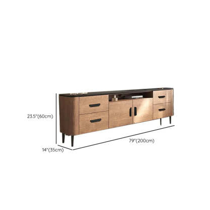 Brown Wood Drawer Cabinet Rectangular TV Stand