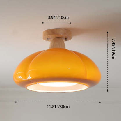 Modern Cream Rubberwood 1-Light Ceiling Light