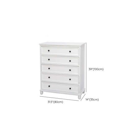White Wood Vertical 5-Drawer Bedside Dresser