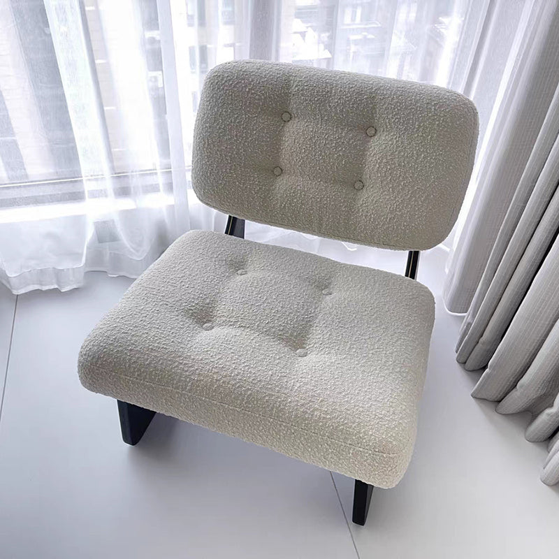Nordic Upholstered Fabric Leather Wood Accent Chair