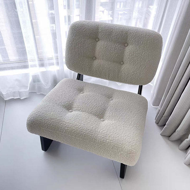 Nordic Upholstered Fabric Leather Wood Accent Chair