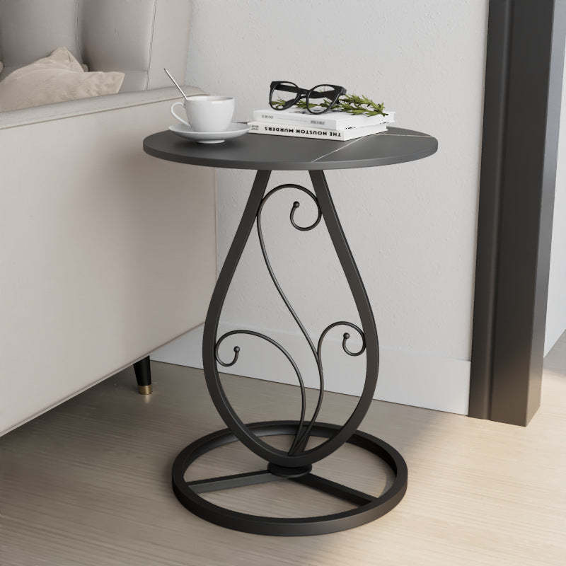 Luxury Round Sintered Stone Metal Coffee Table
