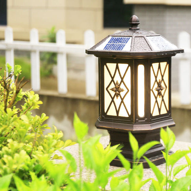 Lighom cage hexagon glass landscape lighting for patio — Large