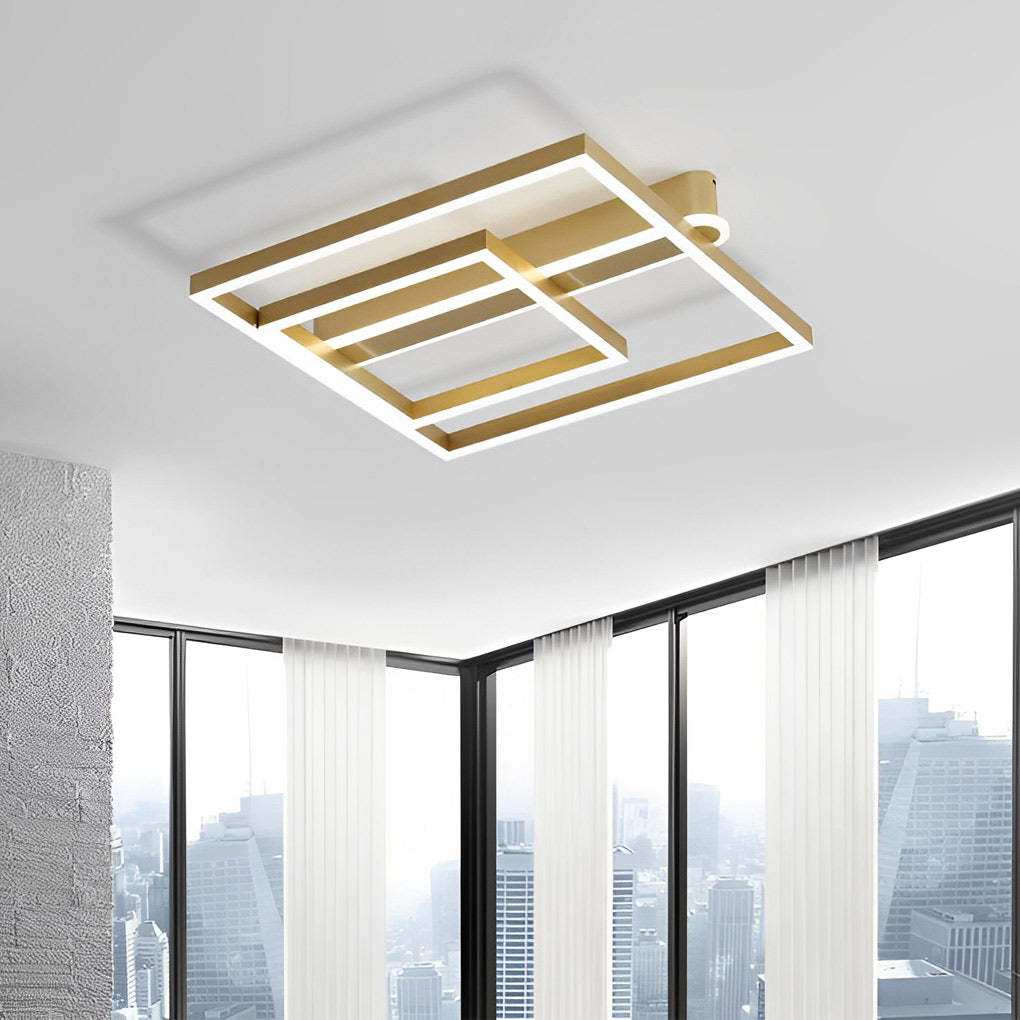 Square Double Frame Metal Aluminum LED Nordic Ceiling Light