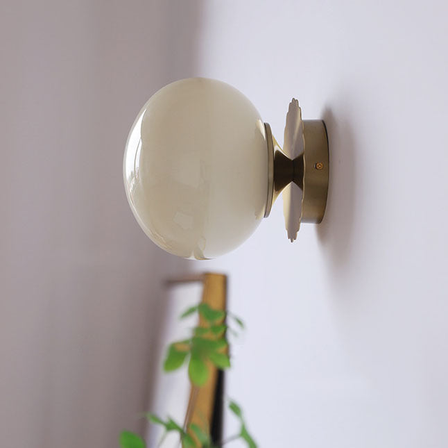 Modern Vintage Iron Glass Round Wall Sconce