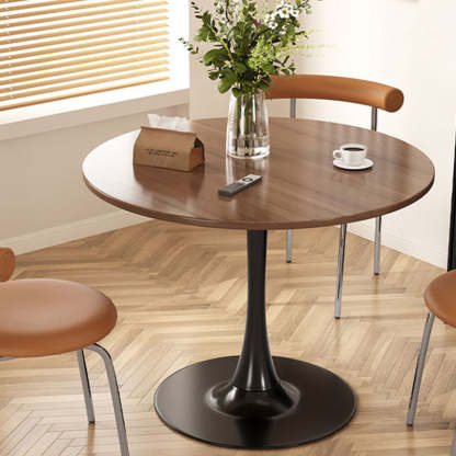 Modern Faux Wood Grain Steel End Table — Black