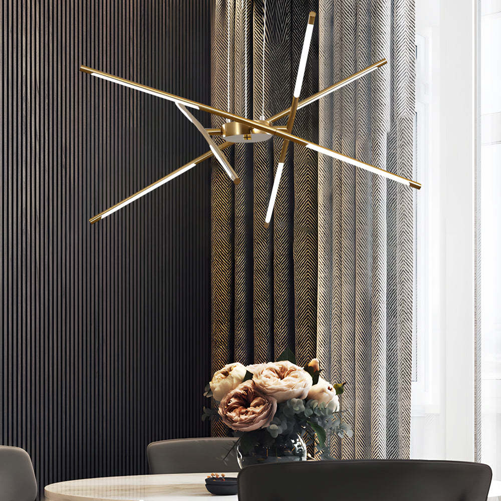 Modern Stepless Dimming Long Strip Sputnik — 5-Light / Gold